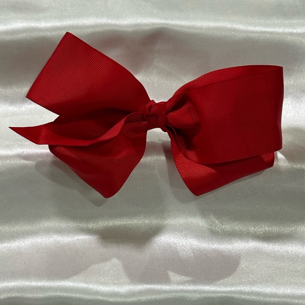 Red Grosgrain Hair Bow Clip - bundle 2 or more for shipping savings.